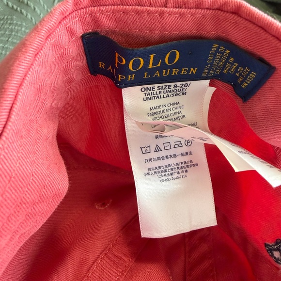 Ralph Lauren Coral Cap with Navy Logo - Picture 3 of 3